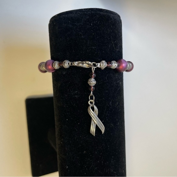 Cancer Survivor Silver and Purple Women's Bracelet 8” - Picture 1 of 5